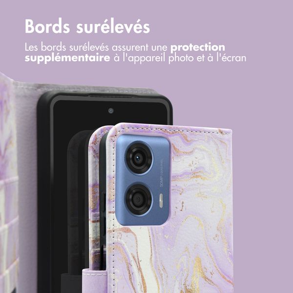 imoshion Étui de télephone portefeuille Design Motorola Moto G04 / G24 - Purple Marble