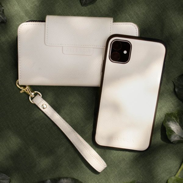 Selencia Etui portefeuille serpent amovible iPhone 13 Pro - Blanc