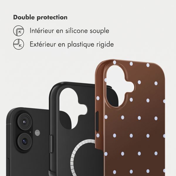 Selencia Coque arrière Vivid avec MagSafe Apple iPhone 16 - Happy Dots Chocolate