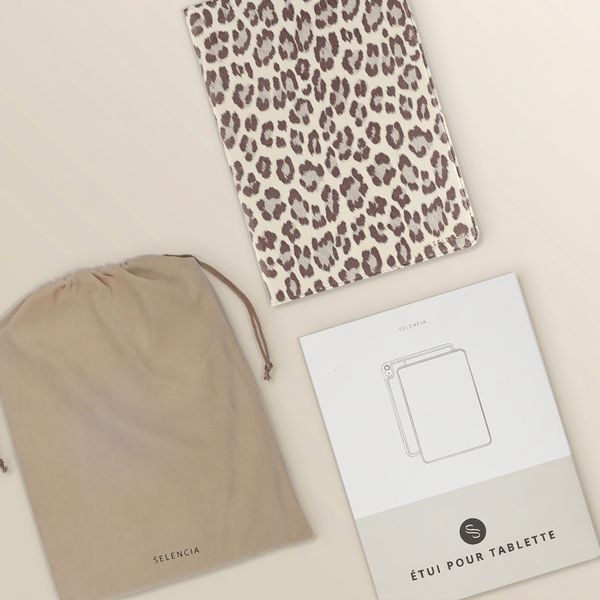 Selencia Coque tablette Sabi avec imprimé léopard Samsung Galaxy Tab S11 - Soft Ivory