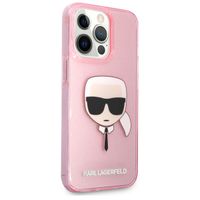 Karl Lagerfeld Coque arrière Karl's Head Silicone Glitter iPhone 13 Pro - Transparent Rose