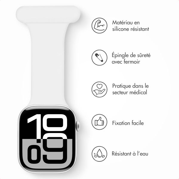 imoshion Bracelet infirmier en silicone Apple Watch Series 1 t/m 9 / SE (38/40/41 mm) | Series 10 / 11 (42 mm) - Blanc