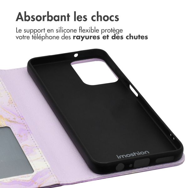 imoshion Étui de téléphone portefeuille Design Motorola Moto G34 - Purple Marble