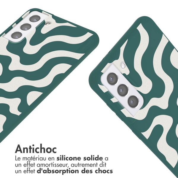 imoshion Coque design en silicone avec cordon Samsung Galaxy S21 - Petrol Green Groovy