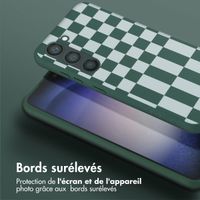 Selencia Coque design en silicone avec cordon amovible Samsung Galaxy S23 - Irregular Check Green
