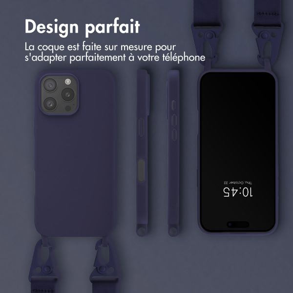 Selencia Coque silicone avec cordon amovible Apple iPhone 16 Pro Max - Bleu foncé