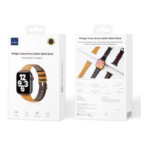 WiWu Bracelet vintage en cuir Apple Watch Series 1 t/m 11 / SE / Ultra (44/45/46/49 mm) - Lichtbruin