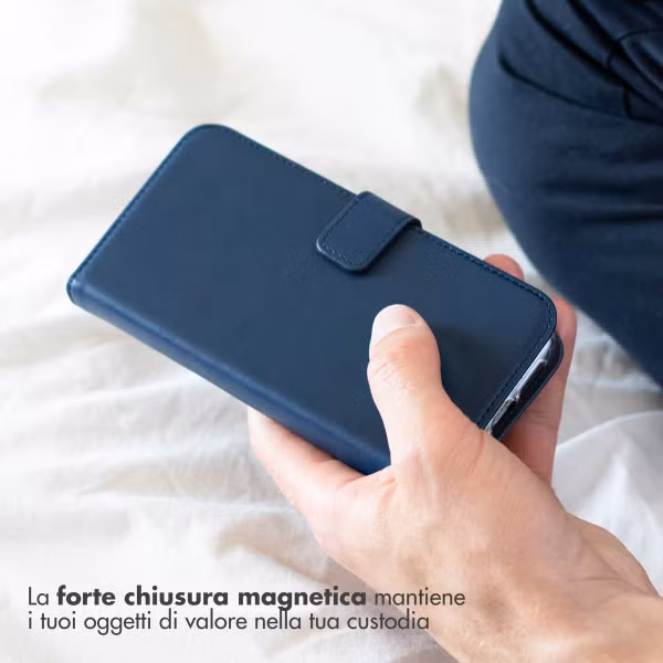 Selencia Étui portefeuille en cuir véritable Samsung Galaxy S23 - Bleu