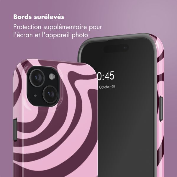 Selencia Coque arrière Vivid Apple iPhone 15 - Wavy Swirl Pink Plum