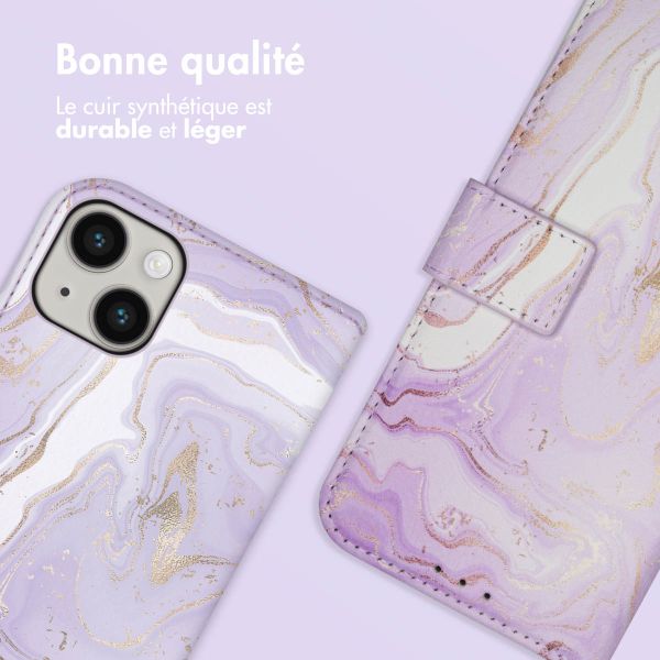 imoshion Étui de télephone portefeuille Design Apple iPhone 14 - Purple Marble