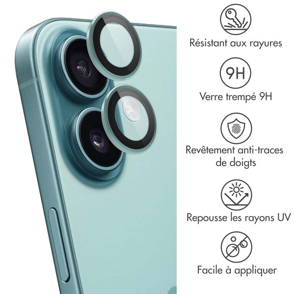 imoshion Lot de 2 protections d'objectif de caméra Apple iPhone 16 / 16 Plus - Teal