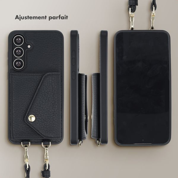 Selencia Coque de télephone Sera avec cordon et porte-cartes enveloppe Samsung Galaxy S25 FE - Noir