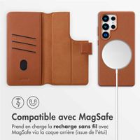 Accezz Étui de téléphone portefeuille en cuir 2-en-1 avec MagSafe Samsung Galaxy S25 Ultra - Sienna Brown