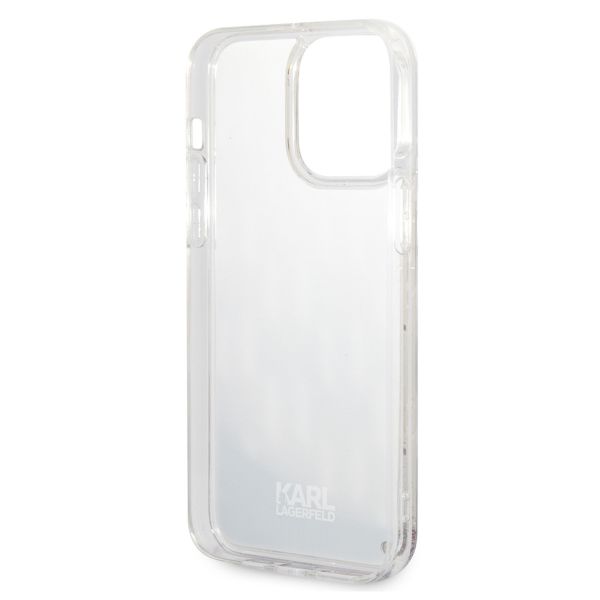 Karl Lagerfeld Coque arrière Liquid Glitter Monogram iPhone 14 Pro Max - Argent