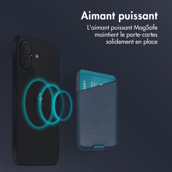 Accezz Porte-cartes en cuir - Compatible avec MagSafe et Qi2 - Nightfall Blue