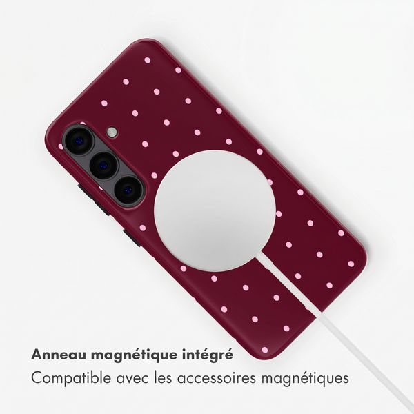 Selencia Coque arrière Vivid avec MagSafe Samsung Galaxy S24 - Happy Dots Burgundy