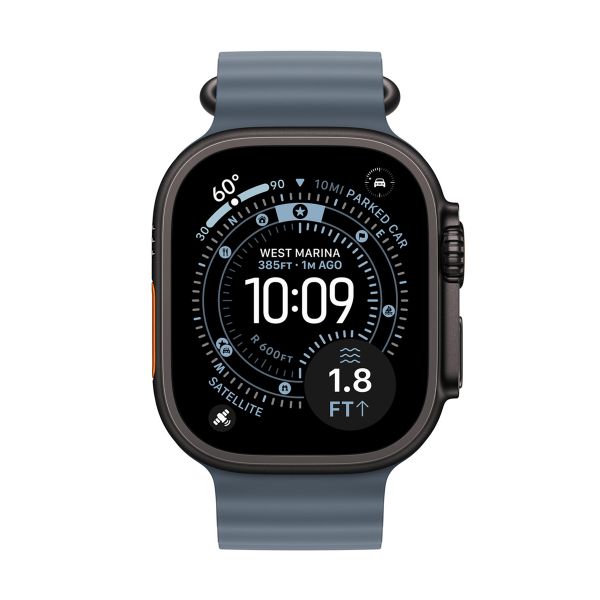 Apple Bracelet Ocean Apple Watch Series 1 t/m 11 / SE / Ultra (44/45/46/49 mm) - Anchor Blue / Black Titanium