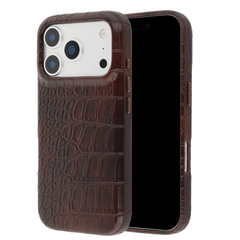 Selencia Coque arrière Croco avec MagSafe Apple iPhone 17 Pro - Choco Brown