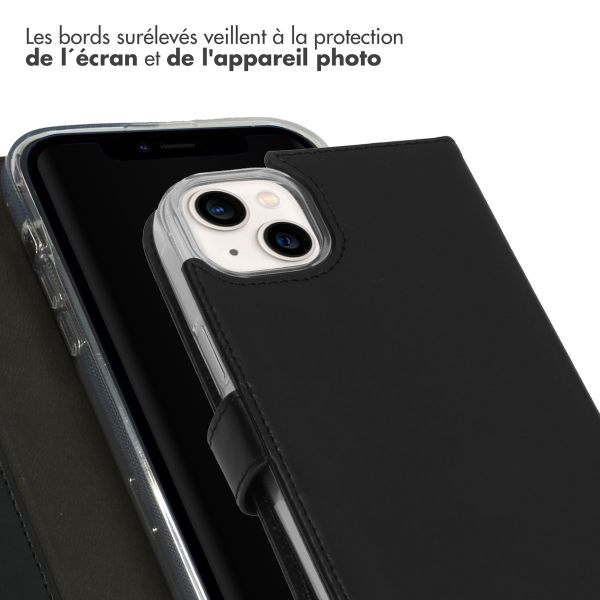 Selencia Étui portefeuille en cuir véritable Apple iPhone 14 Plus - Noir