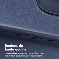 Accezz Coque arrière en cuir avec MagSafe Apple iPhone 16 Pro - Nightfall Blue