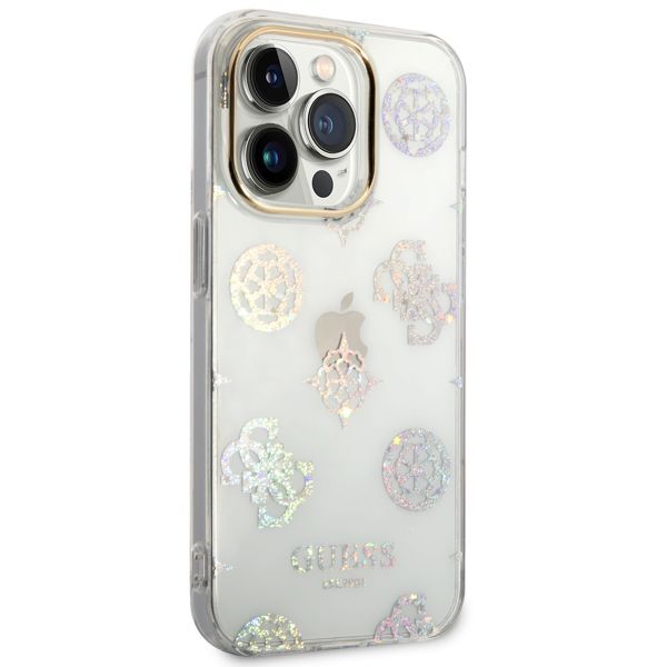 Guess Coque Peony Glitter iPhone 14 Pro - Blanc