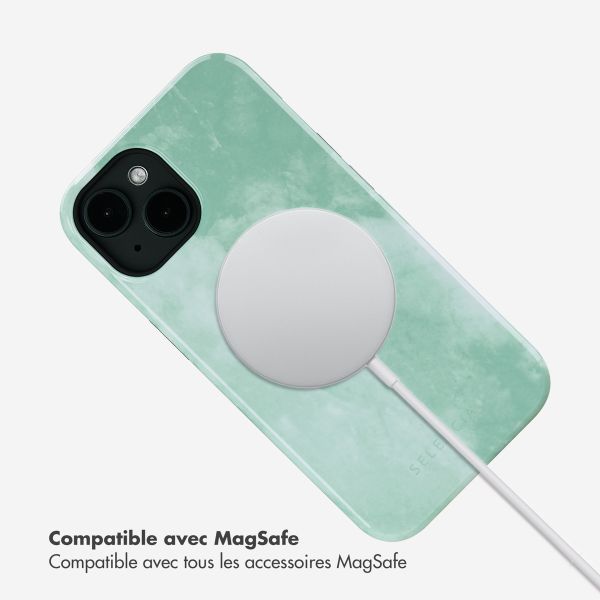 Selencia Coque arrière Vivid avec MagSafe Apple iPhone 14 - Marble Grayed Jade