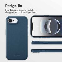 Accezz Coque arrière en cuir avec MagSafe Apple iPhone 16e - Nightfall Blue