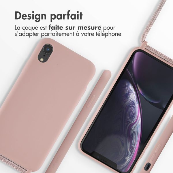 imoshion Coque en silicone avec cordon Apple iPhone Xr - Sand Pink