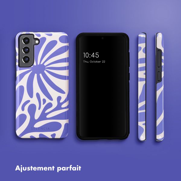 Selencia Coque arrière Vivid Samsung Galaxy S21 FE - Modern Bloom Sapphire Blue