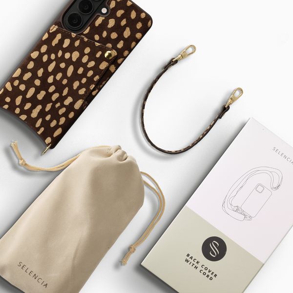 Selencia Nova coque arrière en cuir véritable avec porte-cartes Samsung Galaxy S25 - Fawn Chic