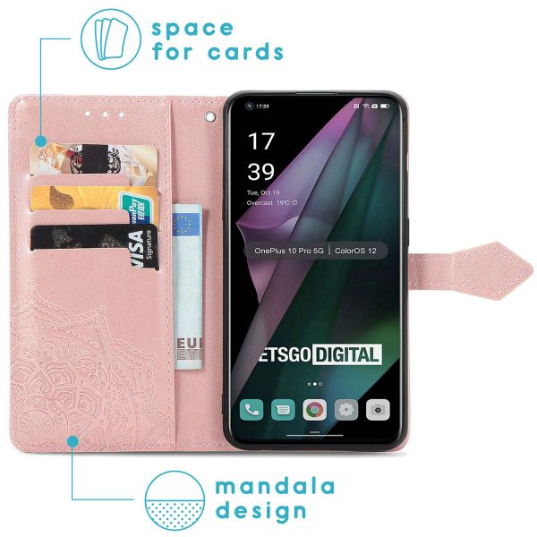 imoshion Etui de téléphone portefeuille Mandala OnePlus 10 Pro - Rose Dorée