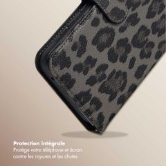 Selencia Étui de télephone portefeuille imprimé léopard Sabi Samsung Galaxy A35 - Midnight Black