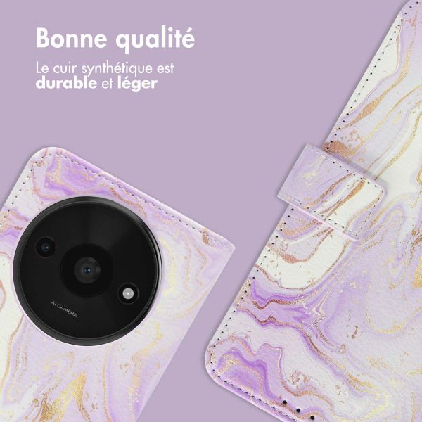 imoshion Étui de télephone portefeuille Design Xiaomi Redmi A3 - Purple Marble