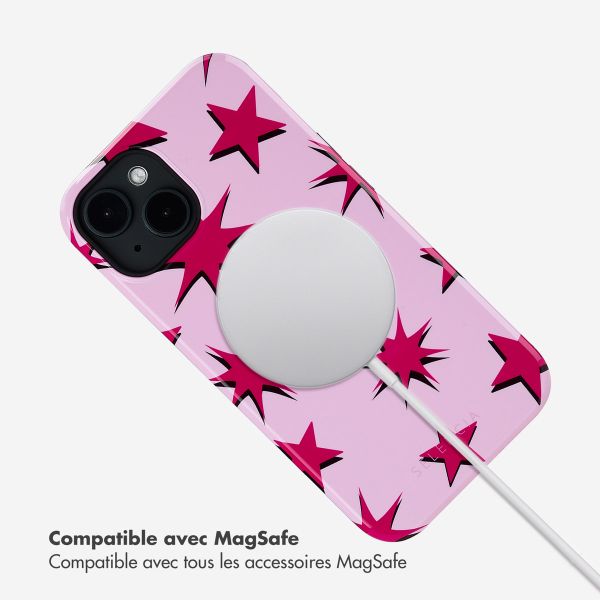 Selencia Coque arrière Vivid Tough avec MagSafe iPhone 14 - Stars Rubine Red Light Pink