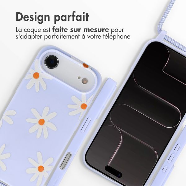 imoshion Coque design en silicone avec cordon Apple iPhone Air - Lila Flower Distance