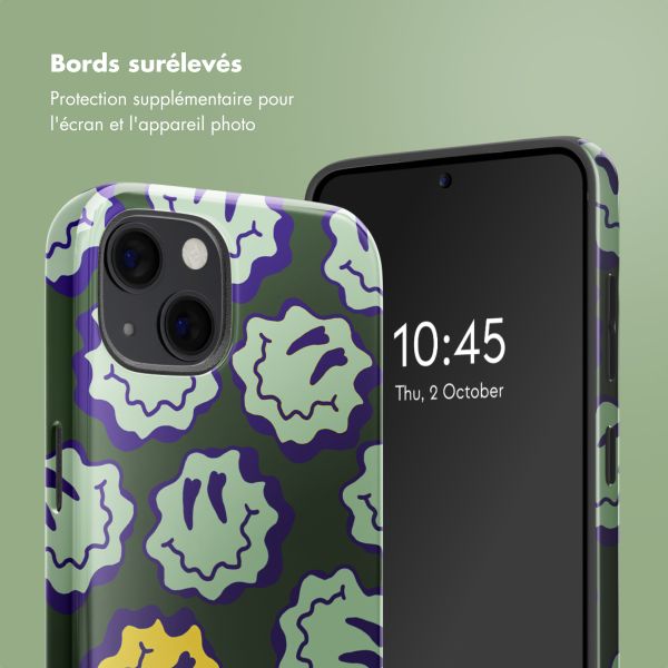 Selencia Coque arrière Vivid avec MagSafe Apple iPhone 13 - Wavy Smiley Green