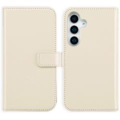 Selencia Étui portefeuille en cuir véritable Samsung Galaxy S25 - Greige