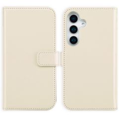 Selencia Étui de téléphone portefeuille en cuir véritable Samsung Galaxy S25 - Greige