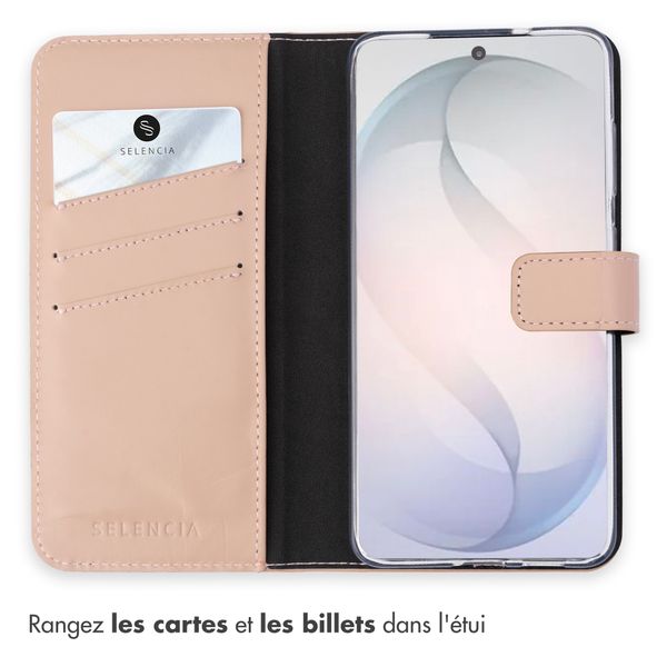 Selencia Étui portefeuille en cuir véritable Samsung Galaxy S26 - Dusty Pink