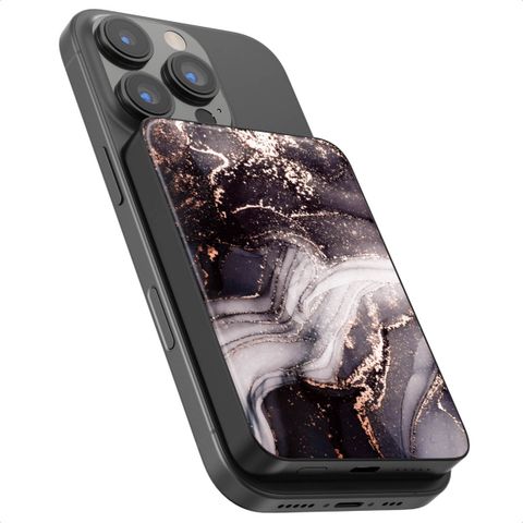 Selencia Powerbank Vivid 5 000 mAh - MagSafe et Qi2 - Noir / Chic Marble Black