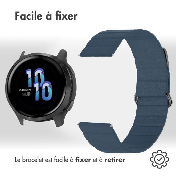 imoshion Bracelet en cuir magnétique  - Connexion universelle 22 mm - Bleu