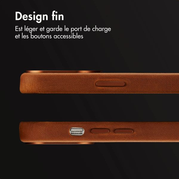 Accezz Coque MagSafe en cuir vintage Apple iPhone 13 Pro - Tabacco Cognac