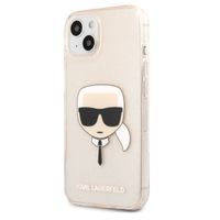 Karl Lagerfeld Coque arrière Karl's Head Silicone Glitter iPhone 13 Mini - Transparent Dorée