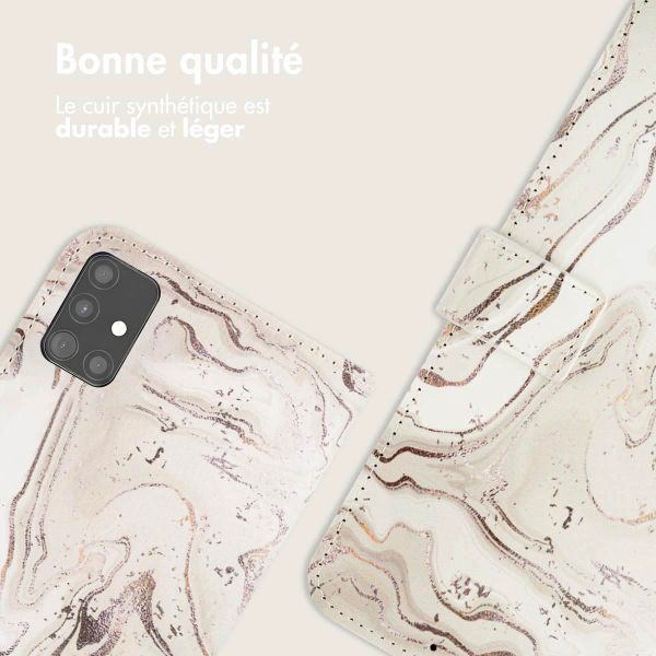 imoshion Étui de téléphone portefeuille Design Samsung Galaxy A51 - Sandy Marble