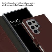 Selencia Étui portefeuille en cuir véritable Samsung Galaxy S24 Ultra - Marron foncé