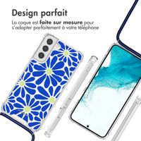 imoshion Coque Design avec cordon Samsung Galaxy S22 Plus - Cobalt Blue Flowers Connect