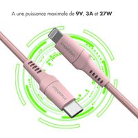 imoshion ﻿Câble Lightning vers USB-C - Non MFi - Textile tressé - 1 mètre - Rose