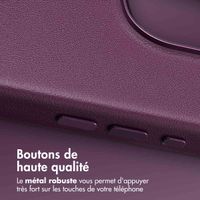 Accezz Coque arrière en cuir avec MagSafe iPhone 16 Pro - Heath Purple