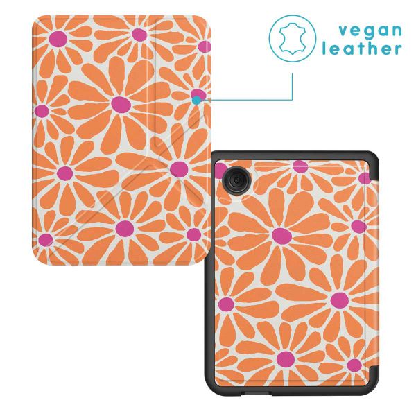 imoshion Étui de liseuse portefeuille design Pliable Kobo Clara Colour / BW - Orange Flowers Connect