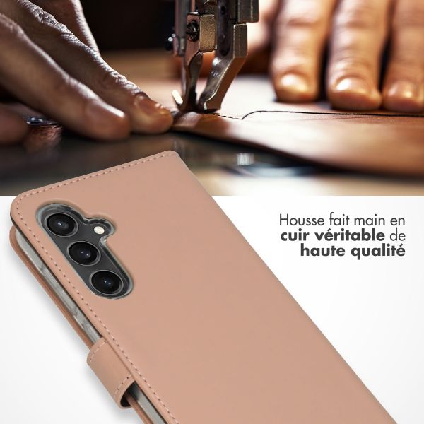 Selencia Étui portefeuille en cuir véritable Samsung Galaxy S23 FE - Dusty Pink